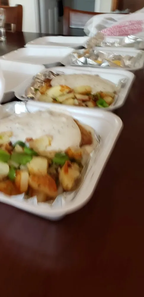 Chicken Fried Steak and O'Brien Potatoes w Sausage Gravy